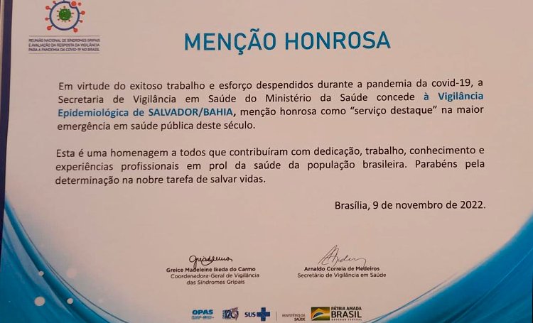 Léo Prates comemora homenagem do Ministério da Saúde à Vigilância Epidemiológica de Salvador pelo combate à pandemia