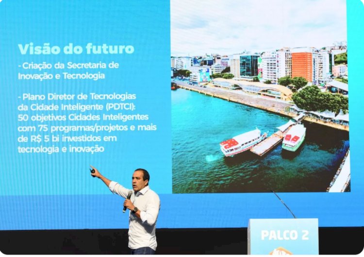 Bruno Reis anuncia investimento de R$100 milhões em Centro de Operações de Salvador durante evento sobre Cidades Inteligentes.